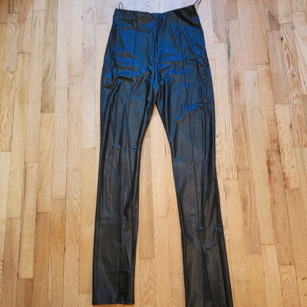 Amanda Uprichard X REVOLVE Malta Faux Black Leather Pants Size Large NWOT - Picture 1 of 15
